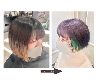 ショート カラー TSUNO🦖 派手髪/オタク美容師のヘアスタイル