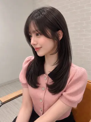セミロング カラー 【韓国ヘア×透明感 カラー】笹谷 莉未のヘアスタイル