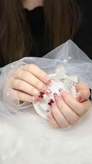 ロング 波 なみのネイルデザイン