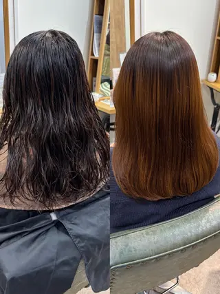 パーマ 艶感カラー/オリーブ アレンジ：♡のヘアスタイル