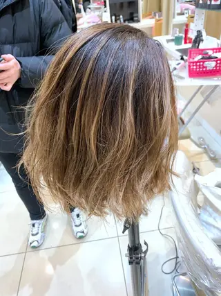 ミディアム カラー 縮毛矯正/髪質改善 ⭐️レイヤーの達人悟のヘアスタイル