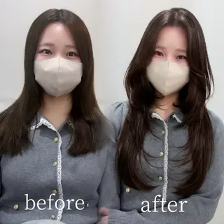 ロング カラー HINA🎀韓国ヘア エクステ/小顔カットのヘアスタイル
