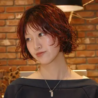 ショート カラー パーマ デジタルパーマ🌀レ イヤー🍃かんたまるのヘアスタイル