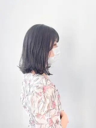 ミディアム ボブ/縮毛/レイヤー モトナリのヘアスタイル