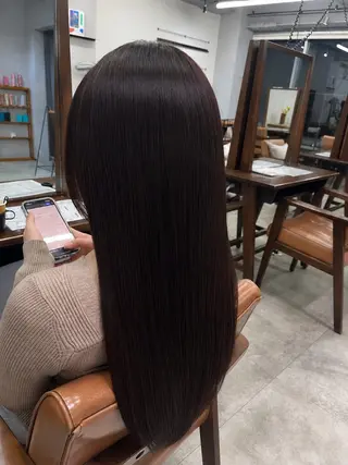 セミロング カラー パーマ 縮毛矯正 / 透明感カラー首藤大翔のヘアスタイル