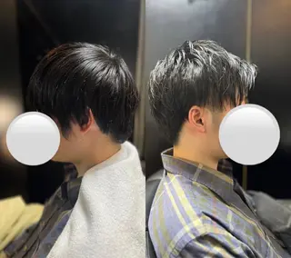 ミディアム 新宿💈カットモデル メンズカットのヘアスタイル