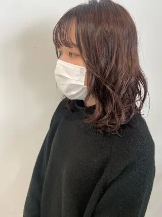 ミディアム カラー BLOCK hair makeのヘアスタイル