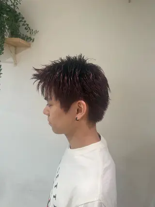 ショート カラー メンズ シン🦊 艶カラー／ブリーチのヘアスタイル