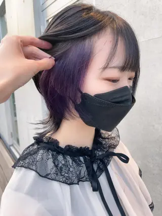 ミディアム カラー インナーカラー 推し ブリーチ  髪質改善のヘアスタイル