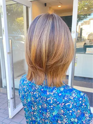 ミディアム カラー ショートカット パーマ石井のヘアスタイル