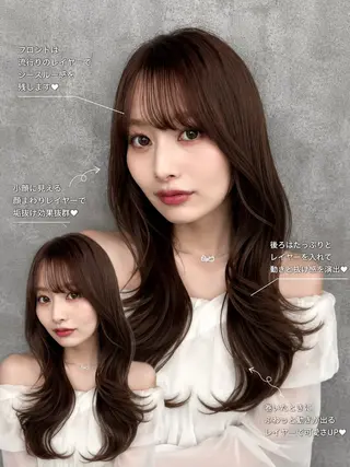 ロング カラー 🤍韓国風レイヤー/ 艶髪🤍鳥越美羽のヘアスタイル