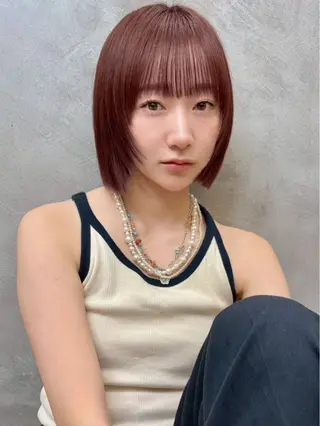 ショート カラー レイヤー/暖色カラー /パーマ/落合 歩夢のヘアスタイル