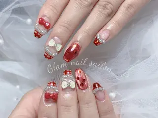 ネイル エツメ💅 長さ出し🎀デザインのネイルデザイン