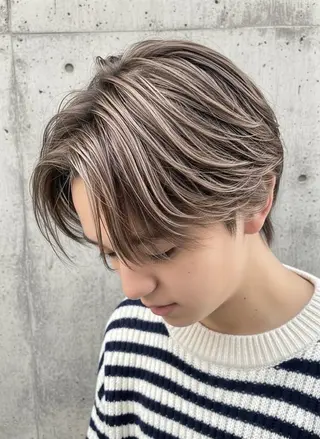 ショート カラー メンズ メンズ特化パーマ/ ハイライト/比嘉のヘアスタイル