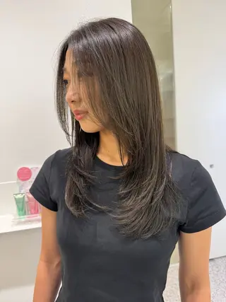 セミロング カラー モデル募集 /万代/松井茉里奈のヘアスタイル