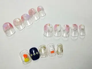 ネイル はばすみれ🎀ﾈｲﾙ 光ﾌｪｲｼｬﾙ ﾍｱのネイルデザイン