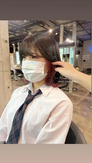 ショート カラー パーマ ヘアアレンジ メンズ キッズ ネイル マツエク・マツパ アイブロウ 透明感カラー・レイヤ ー🎀amika🎀のヘアスタイル