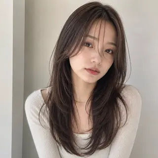 ロング 岩戸優奈💗盛れる 前髪/透明感カラーのヘアスタイル
