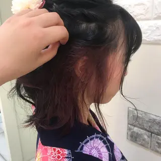 ミディアム カラー 女性目線でつくる ボブ縮毛矯正のヘアスタイル