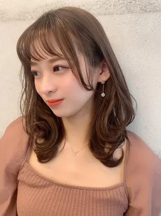 ミディアム カラー 透明感カラー✂︎ /縮毛矯正/YUKAのヘアスタイル