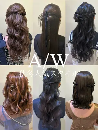 セミロング ヘアアレンジ ボウ🪞早朝ヘア /メイク/マツパのマツエク・マツパデザイン