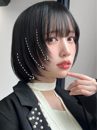 ショート カラー 自撮り盛れ💜小顔 ♡ウルフボブ/渋谷のヘアスタイル