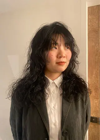 セミロング カラー パーマ ヘアアレンジ レイヤーカット パーマ/髪質改善のヘアスタイル