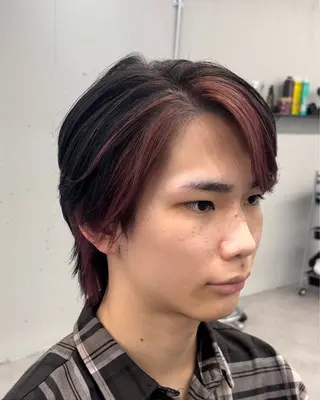 ミディアム カラー メンズ 曲がる縮毛矯正 LIBER 岩名のヘアスタイル