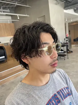ショート パーマ メンズ 波巻きスパイラル🌀 新潟/万代/山下優のヘアスタイル