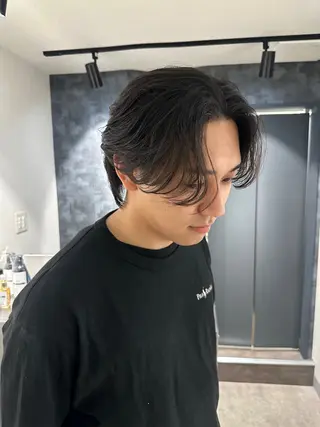 ミディアム パーマ メンズ 💈ニュアンスパーマ センターパート💈のヘアスタイル