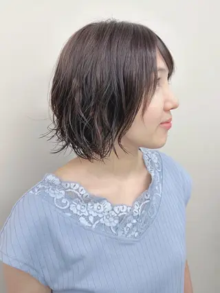 ショート パーマ ボブ/ゆるふわ ボブパーマ/とういのヘアスタイル