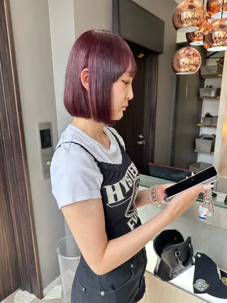 ミディアム カラー 天神暖色カラー レイヤー・髪質改善のヘアスタイル