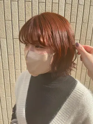 ミディアム カラー ヘアアレンジ 抜け感ボブ×パーマ |kazaneのヘアスタイル