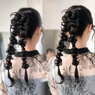 ロング カラー パーマ ヘアアレンジ 艶髪縮毛矯正/透明感 カラー/YUKAのヘアスタイル