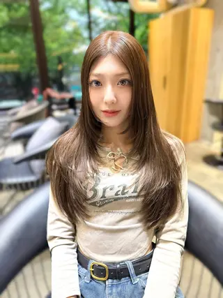 ロング カラー ✨縮毛矯正　韓国ヘア レイヤー✨大濱快斗のヘアスタイル
