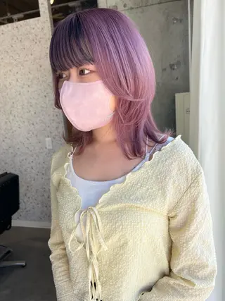 ミディアム カラー lani ブリーチ /ダブルカラーのヘアスタイル