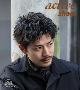 ショート パーマ メンズ 鈴木 静のヘアスタイル