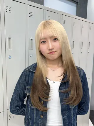 ロング カラー ヘアアレンジ ハイトーン/透明感 髪質改善/rinaのヘアスタイル