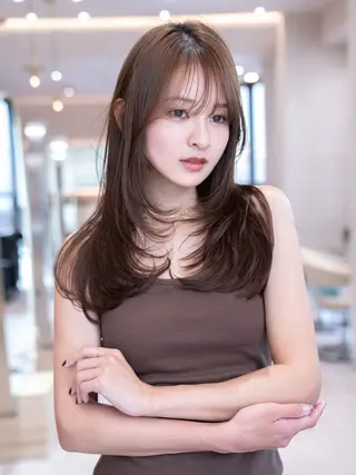 ロング レイヤー似合わせ 透明感カラーりきやのヘアスタイル