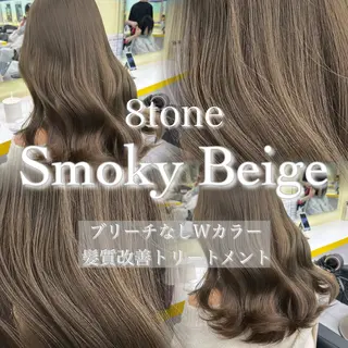 ロング カラー ブリーチ縮毛矯正飛我 透けオリーブ淡色🫧のヘアスタイル