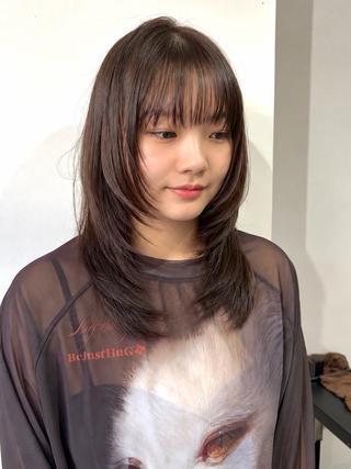 セミロング 天王町×韓国レイヤー 髪質改善 佐藤友茉のヘアスタイル