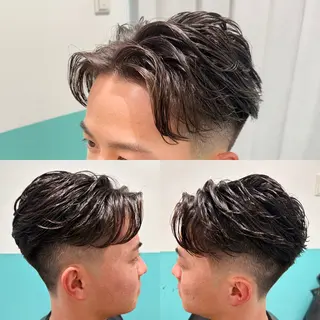 ショート パーマ メンズ メンズカットフェード パーマ/前山竜貴のヘアスタイル