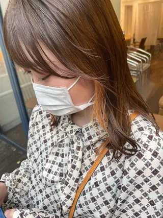 ミディアム カラー ヘアアレンジ 抜け感ボブ×パーマ |kazaneのヘアスタイル