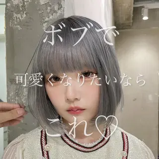 ショート カラー ヘアアレンジ 縮毛矯正🤍 ボブ/ HIKARIのヘアスタイル