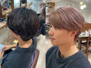 ショート カラー メンズ コトミ【メンズ】 【曲がる縮毛矯正】のヘアスタイル