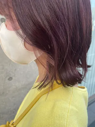ミディアム カラー やまさきえりこ ニュアンスパーマのヘアスタイル