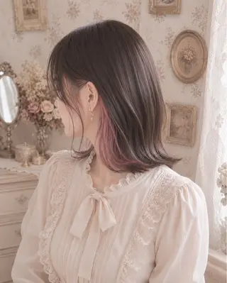 ミディアム カラー SHIN/レイヤー カット×クロスパーマのヘアスタイル