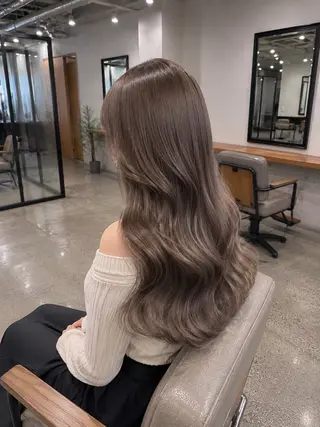 ミディアム サニーサイド大名 ダブルカラー髪質改善のヘアスタイル