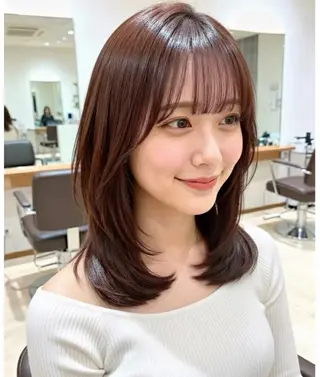 ミディアム 《期間限定無料》 ミディアムカット✂️のヘアスタイル