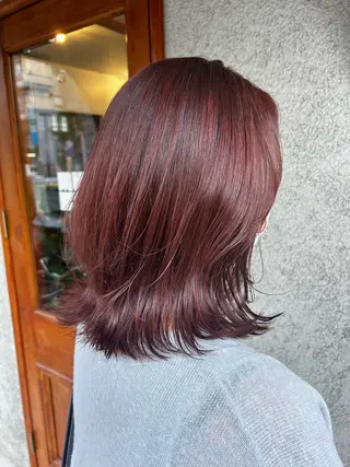 ミディアム カラー 透明感カラー 美髪矯正💎momoのヘアスタイル